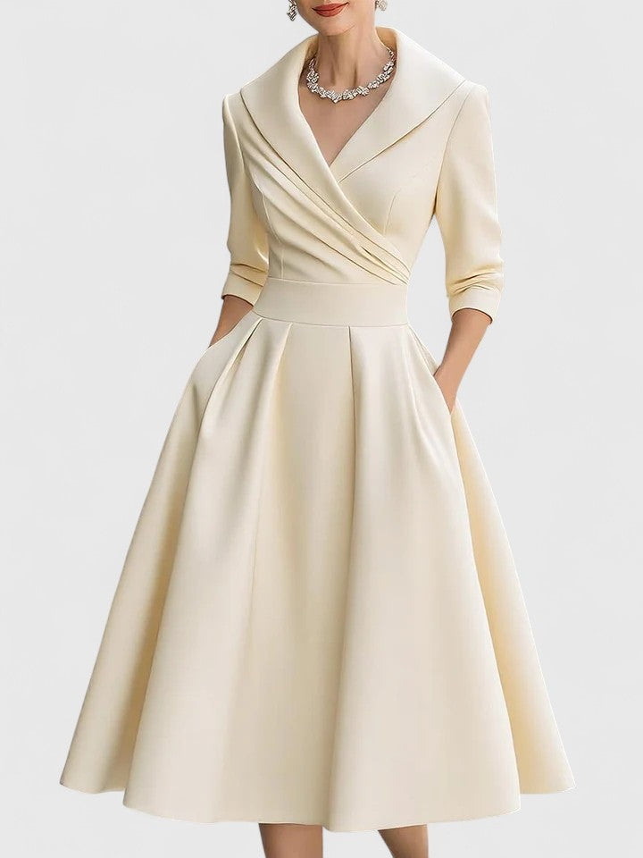 M&H | Wrap-Collar Midi Dress