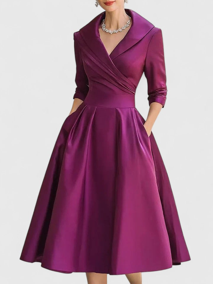M&H | Wrap-Collar Midi Dress