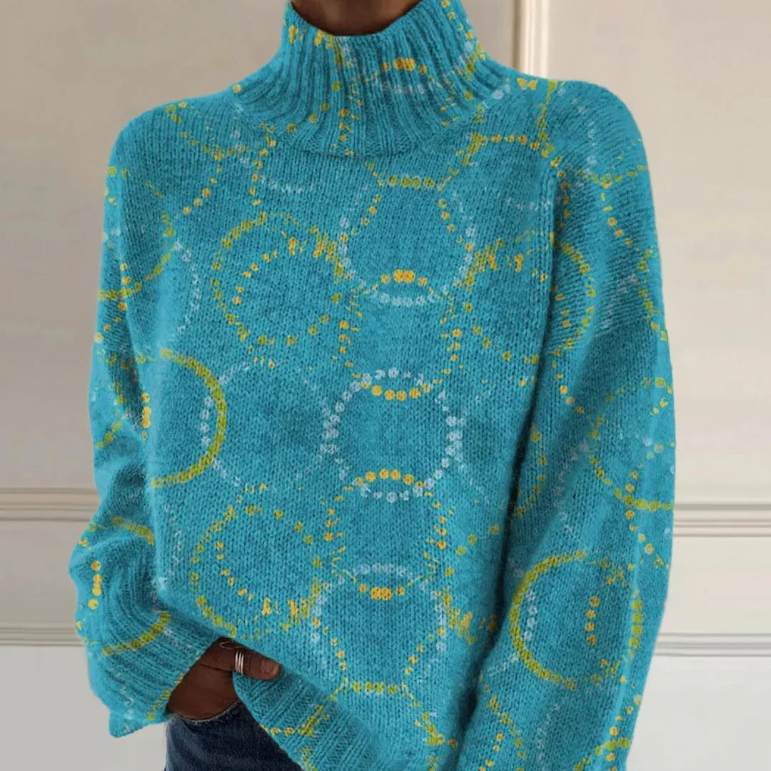 Elmont | Circle Print Turtleneck Sweater