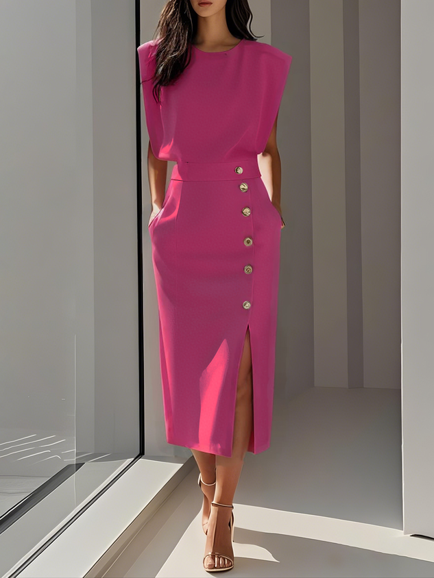Maya | Structured Sleeveless Midi Dress