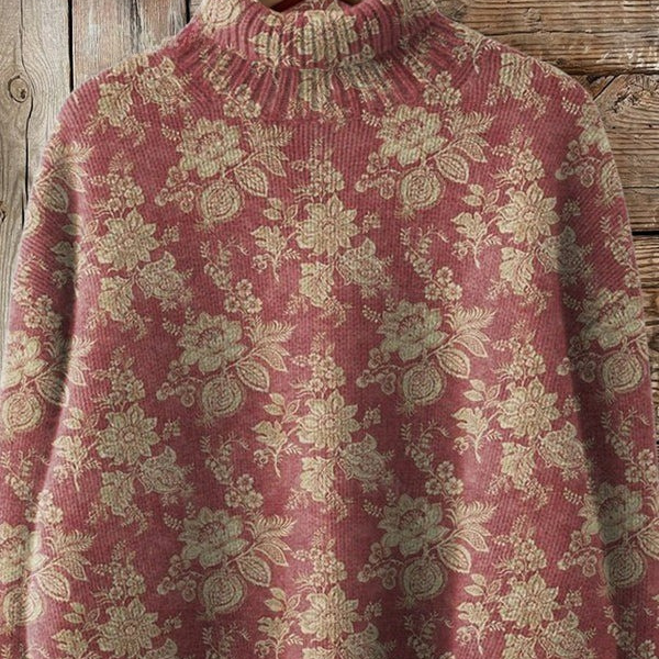 Elmont | Retro Print Turtleneck Sweater