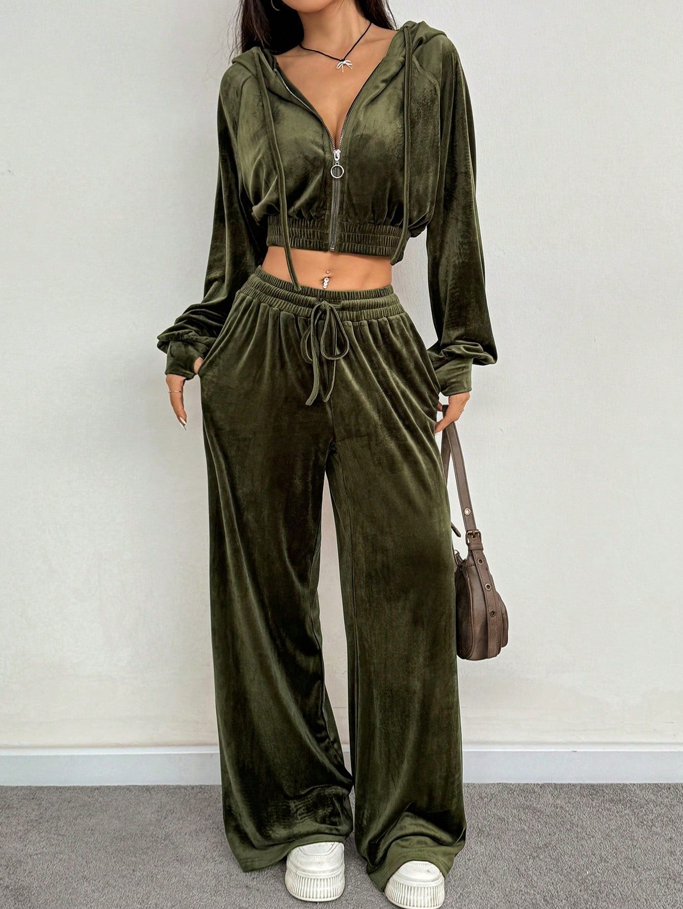 Elmont | Solid Colour Zip-Up Hoodie & Sweatpants Set