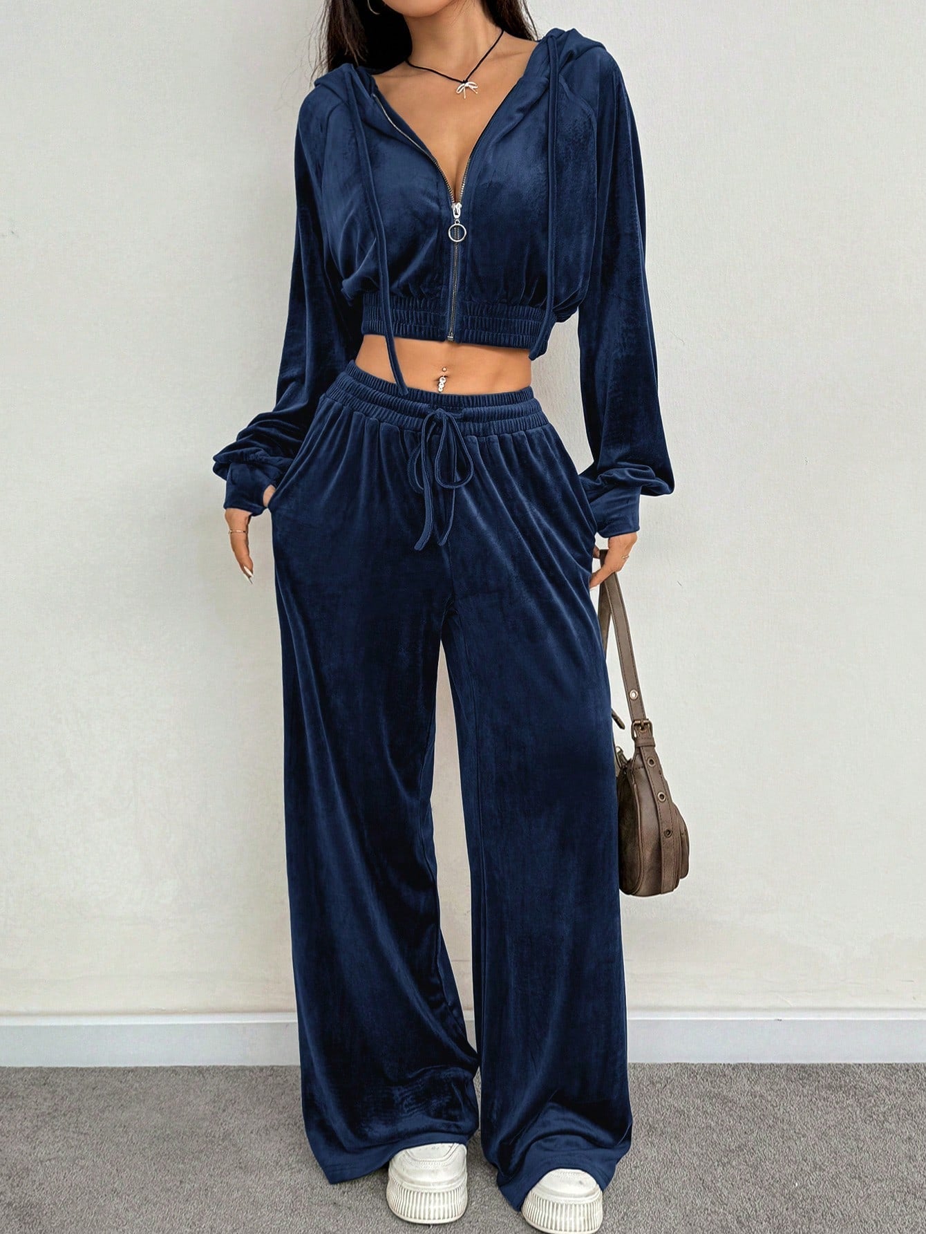 Elmont | Solid Colour Zip-Up Hoodie & Sweatpants Set