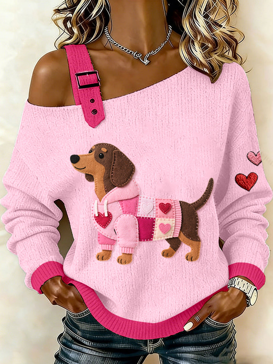 Elmont | Dachshund Heart Knit Top