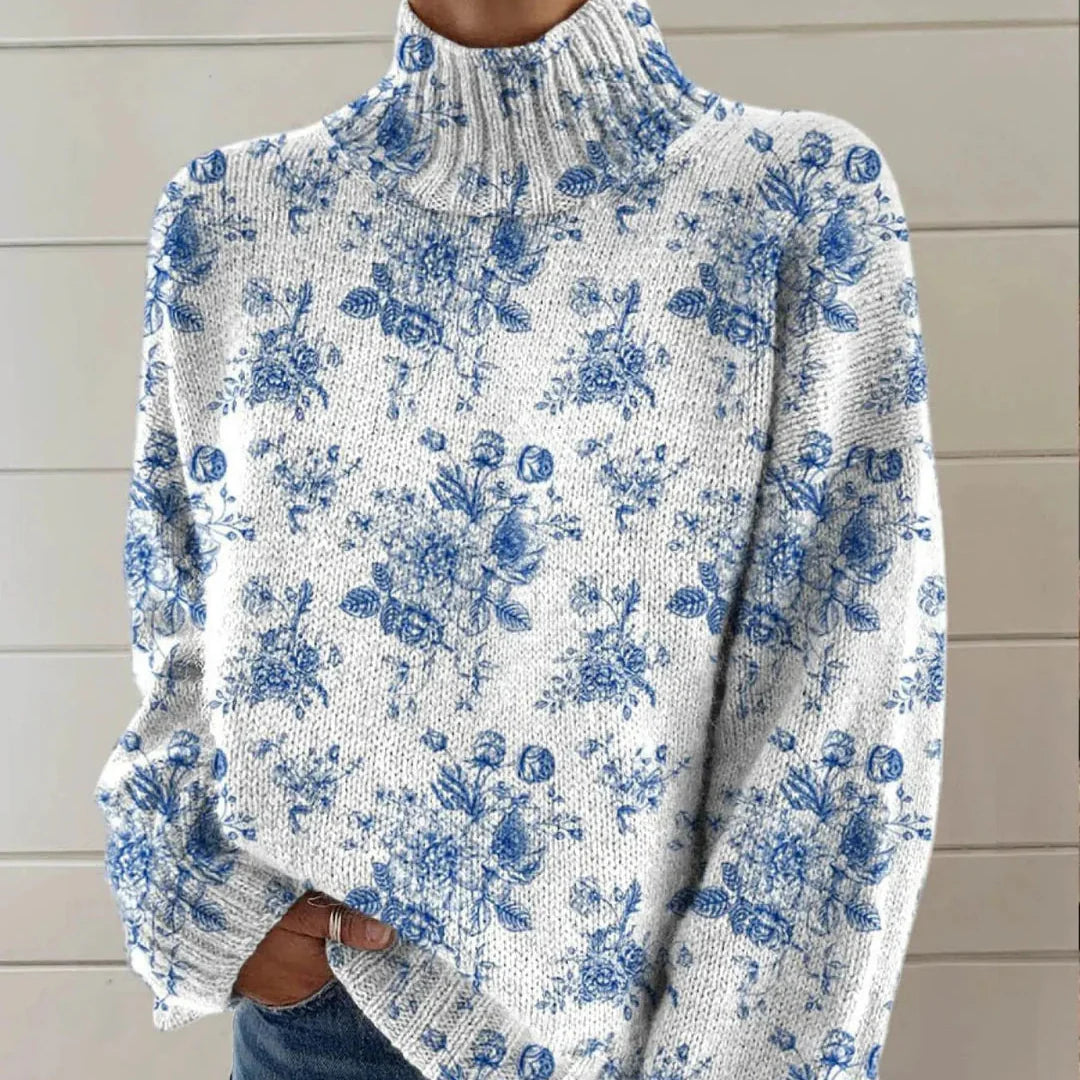 Elmont | Blue Blossom Turtleneck Sweater