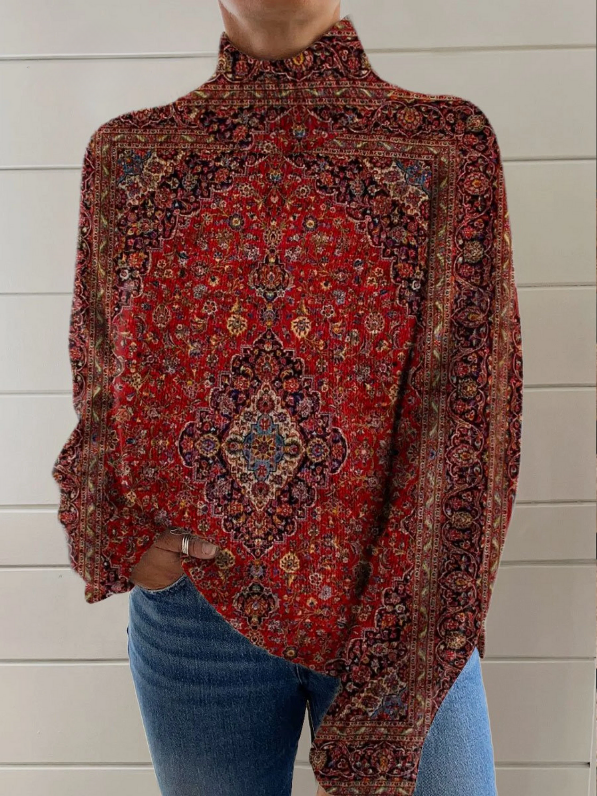 Elmont | Art Print Turtleneck Sweater