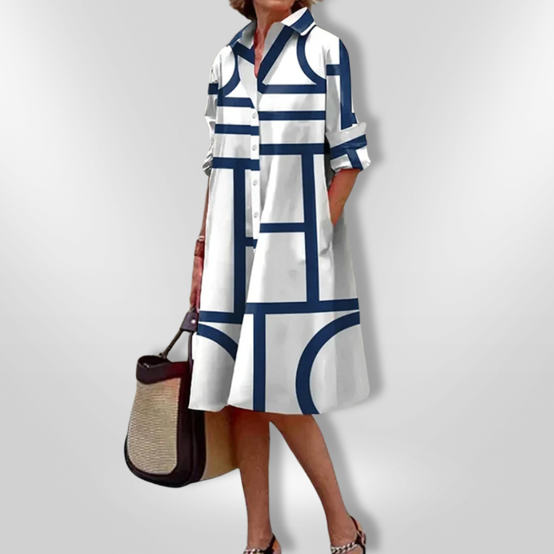M&H | Geometric Button-Front Dress