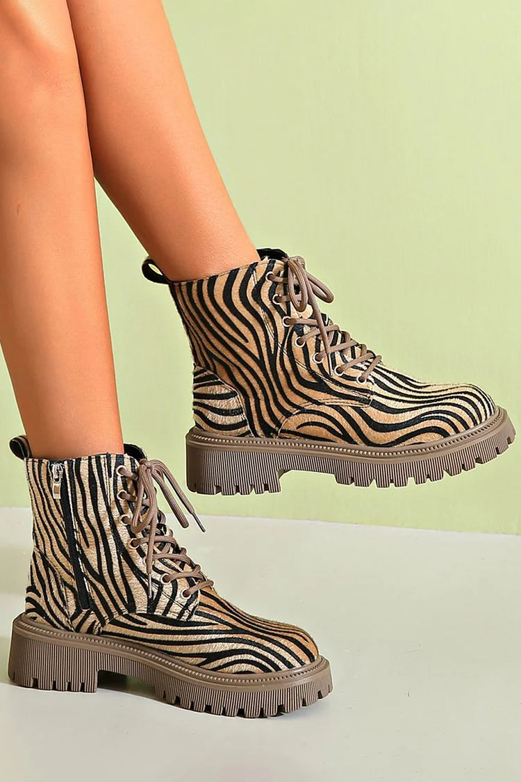 Elmont | Zebra-Print Chunky Sole Ankle Boots