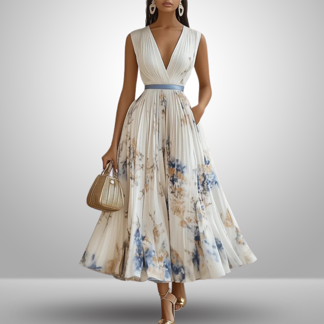 Lena | Sleeveless Pleated Maxi Dress