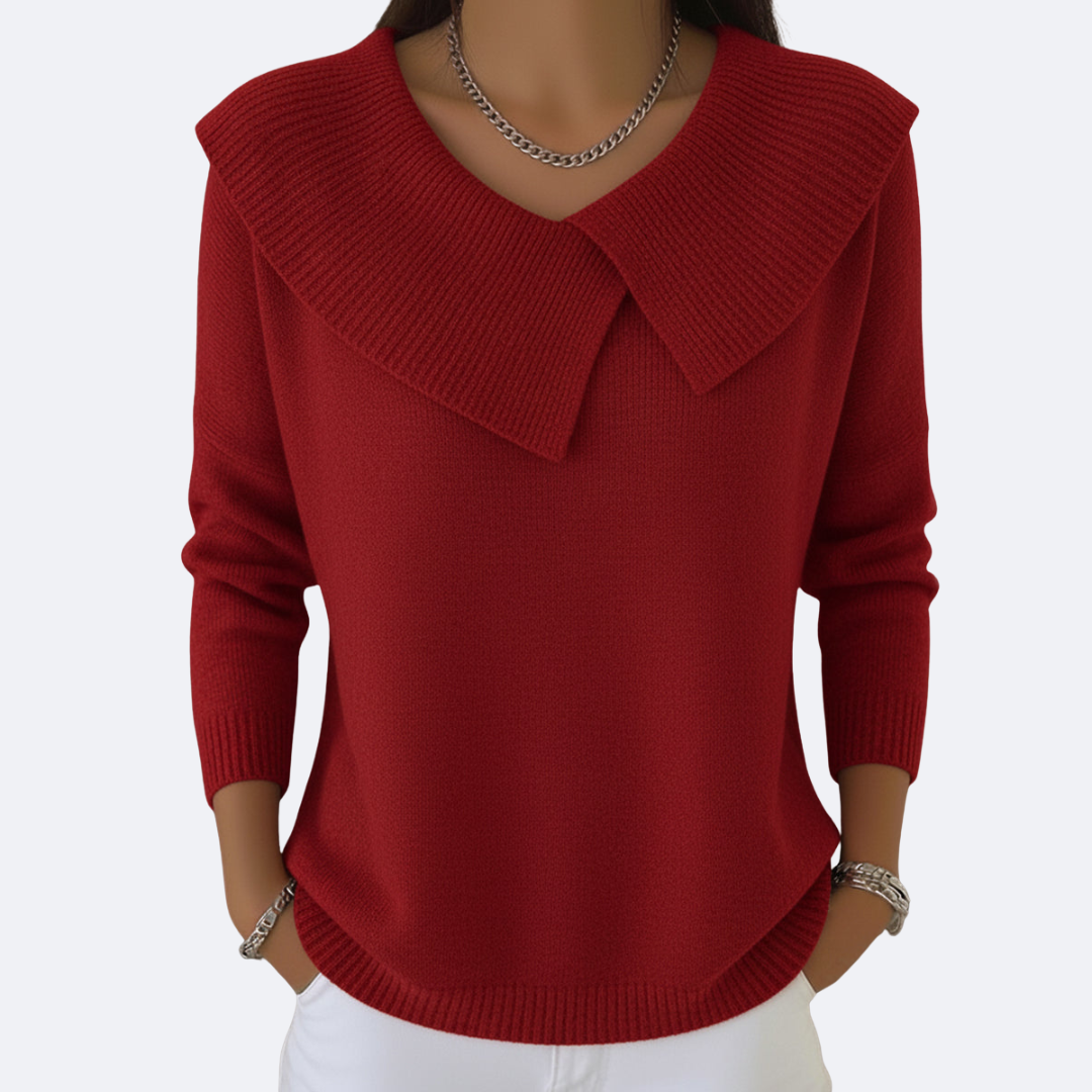 Elmont | Wool-Blend Sweater with Foldover Collar