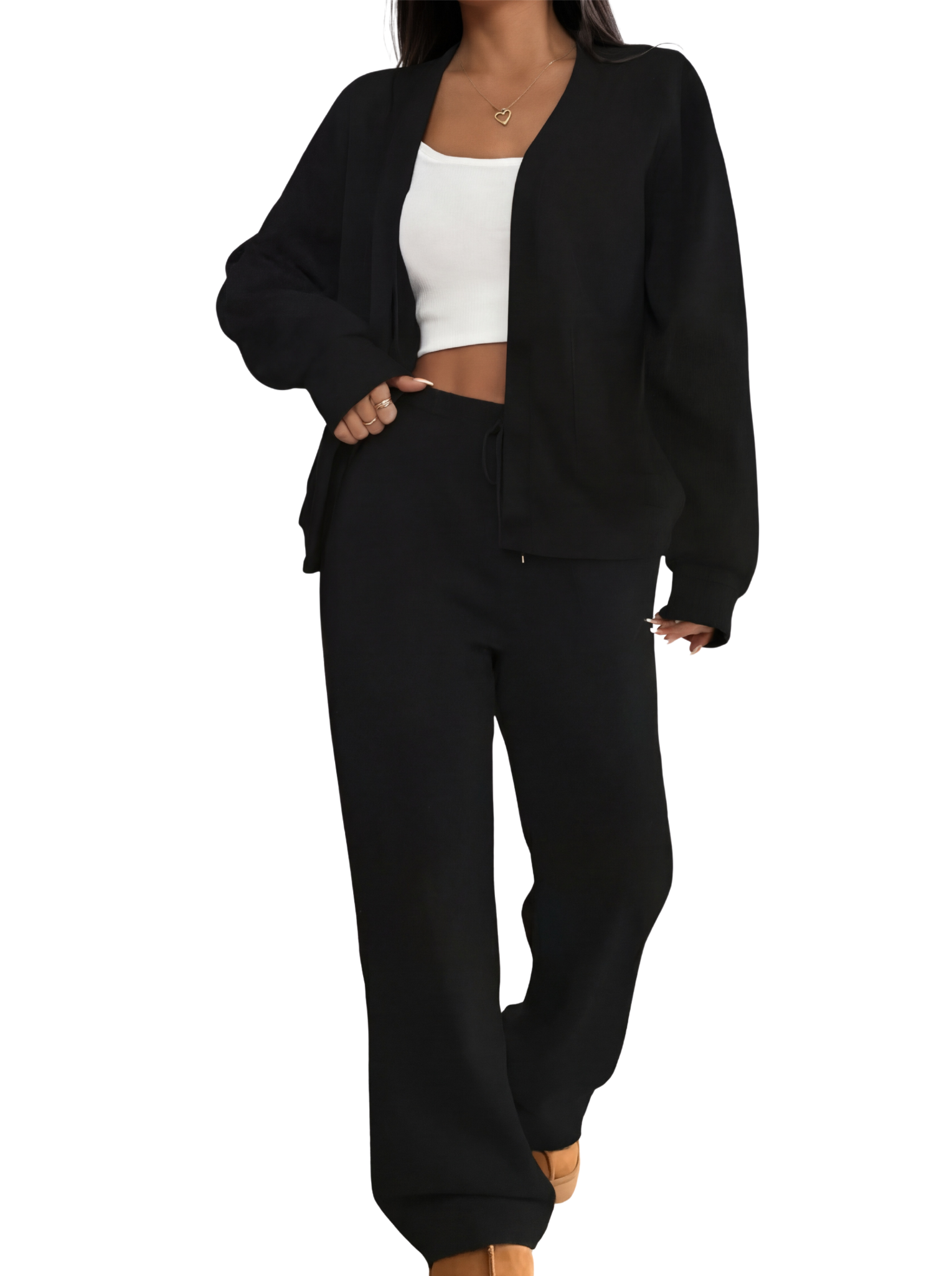 Elmont | Cardigan & Wide-Leg Lounge Pants Set