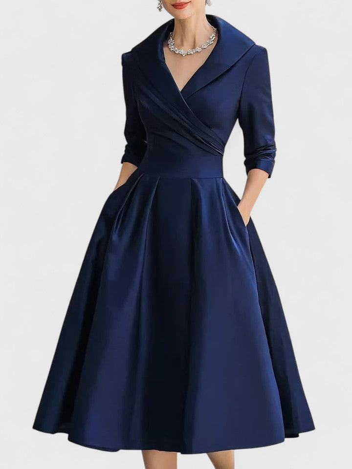 M&H | Wrap-Collar Midi Dress