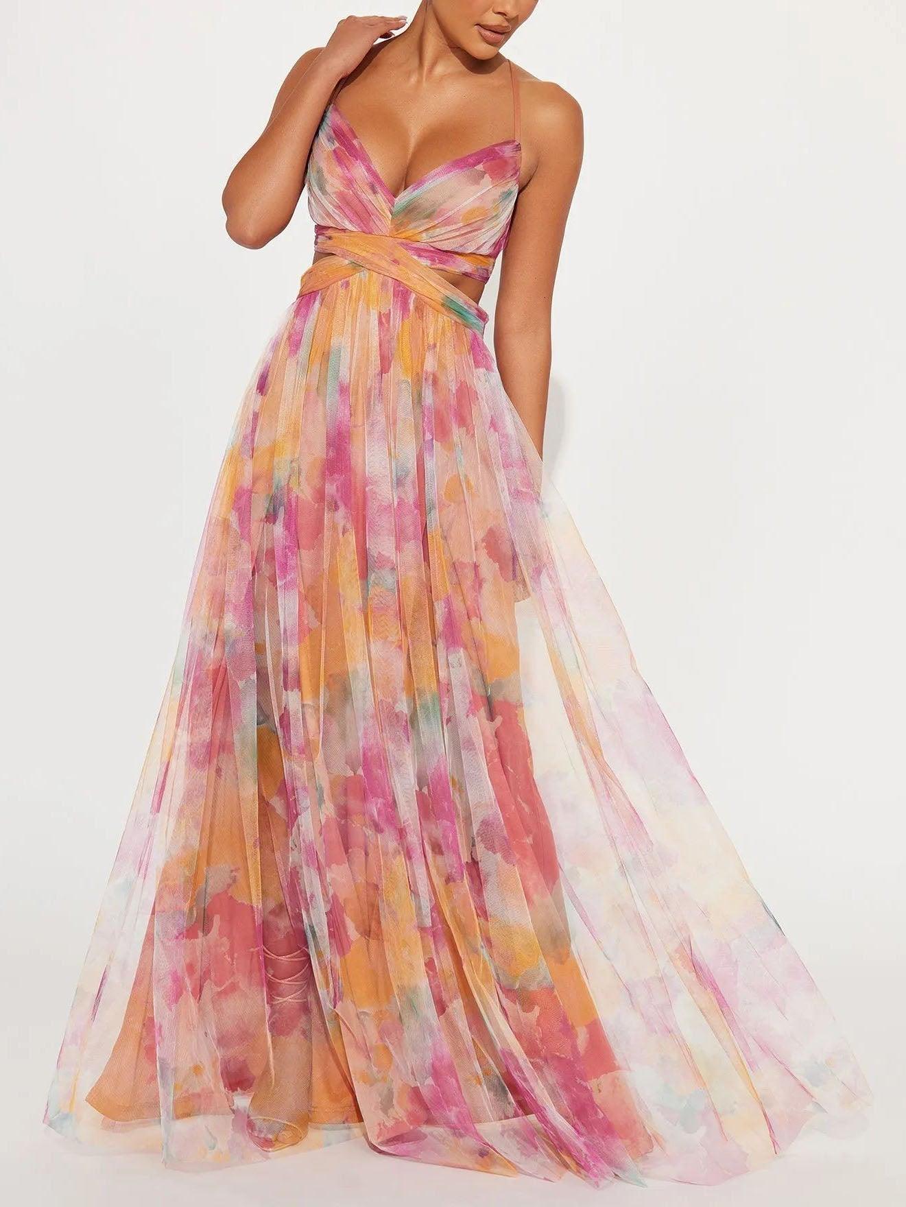 M&H | Painted Floral Print Maxi Dress
