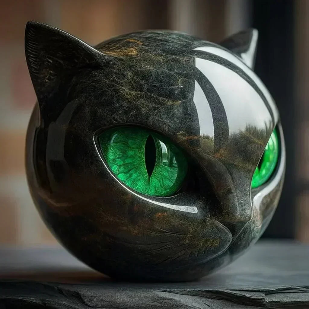 Elmont | Black Cat Head Sculpture