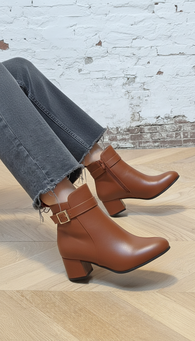 Elmont | Buckled Mid-Heel Ankle Boot