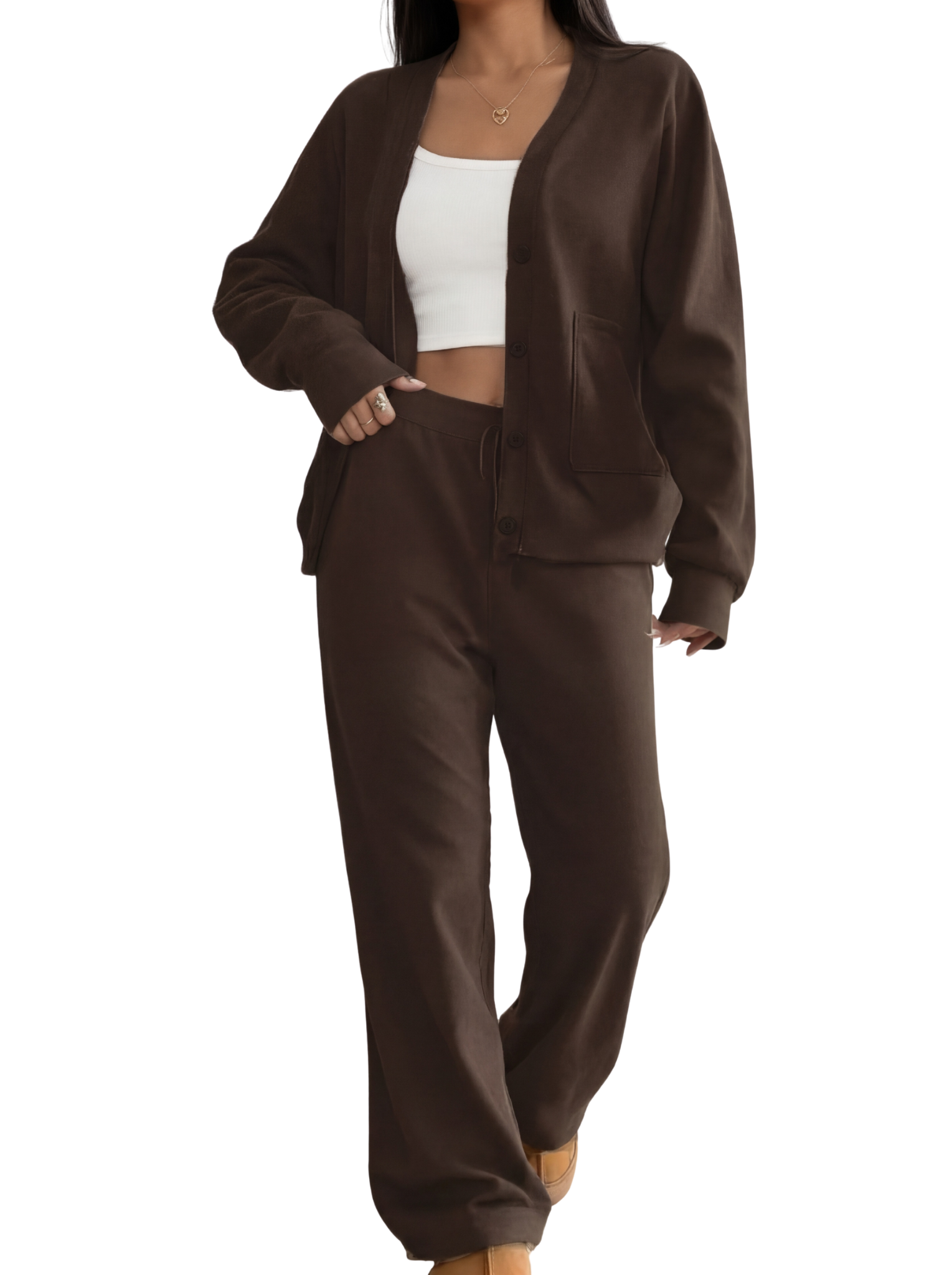 Elmont | Cardigan & Wide-Leg Lounge Pants Set