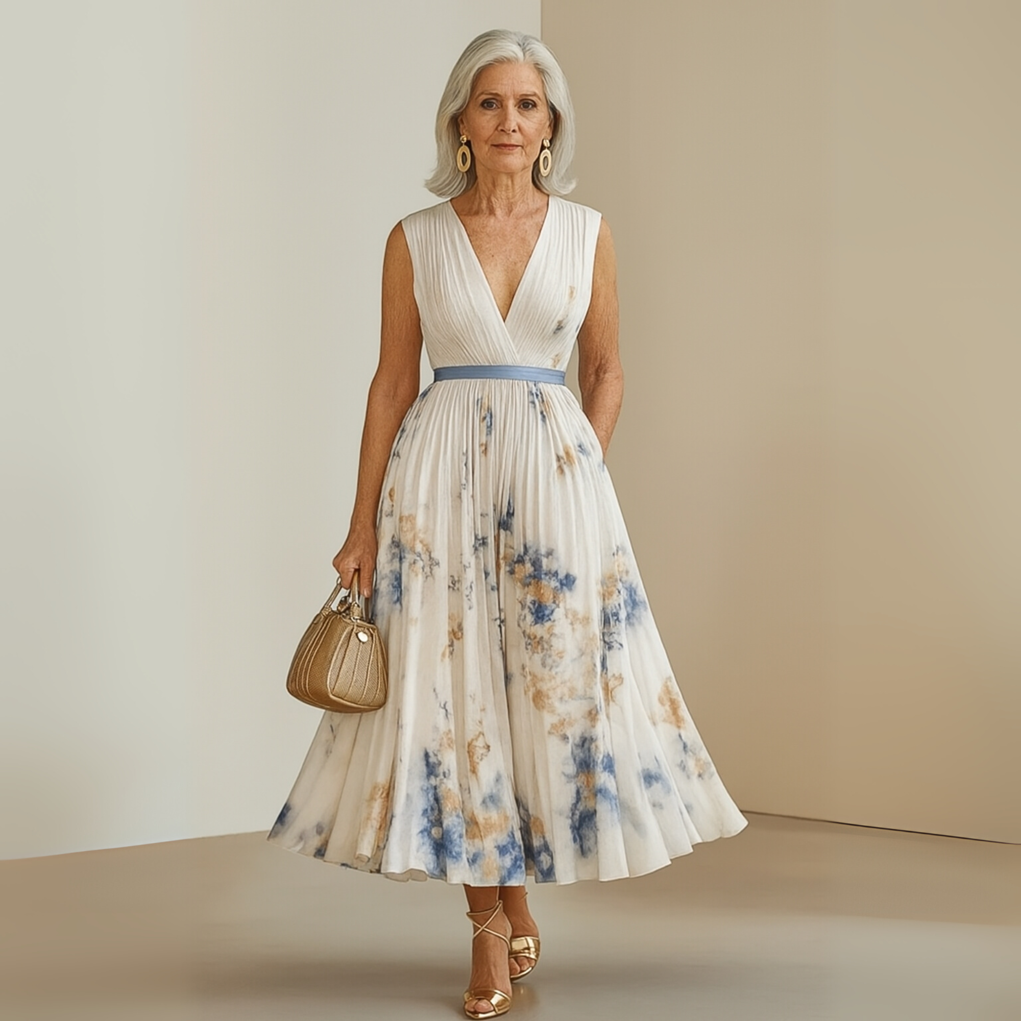 Maya | Pleated Sleeveless Maxi Dress