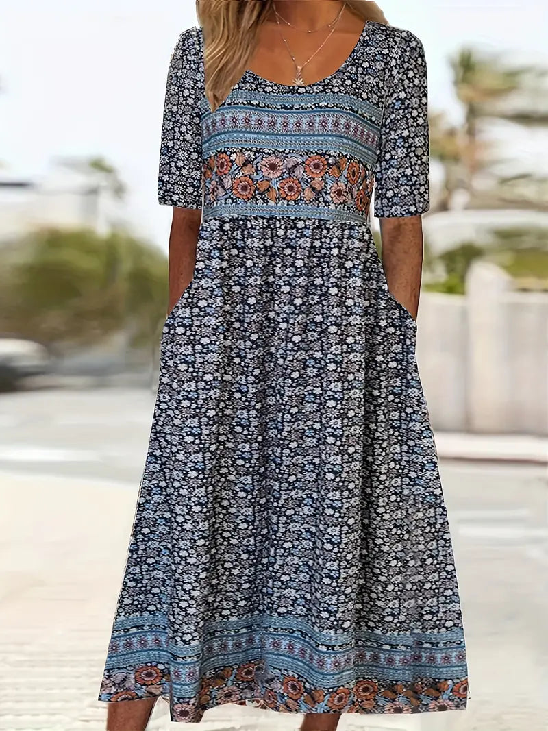 Maya | Bohemian Print Midi Dress