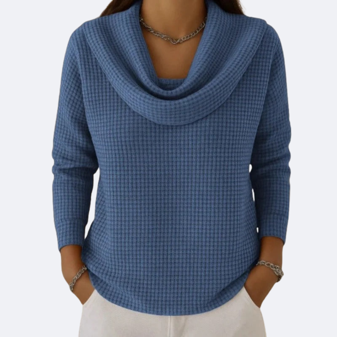 Elmont | Cowl Neck Waffle-Knit Sweater