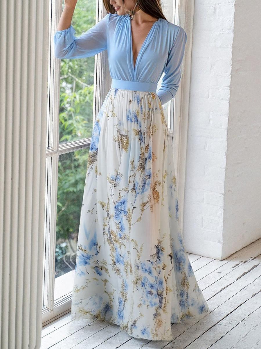 M&H | Mixed-Print Maxi Gown