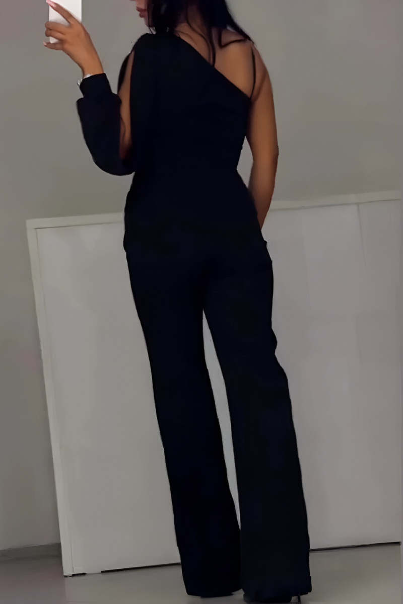 Elmont | Asymmetric Wide-Leg Jumpsuit with Shimmer Detail