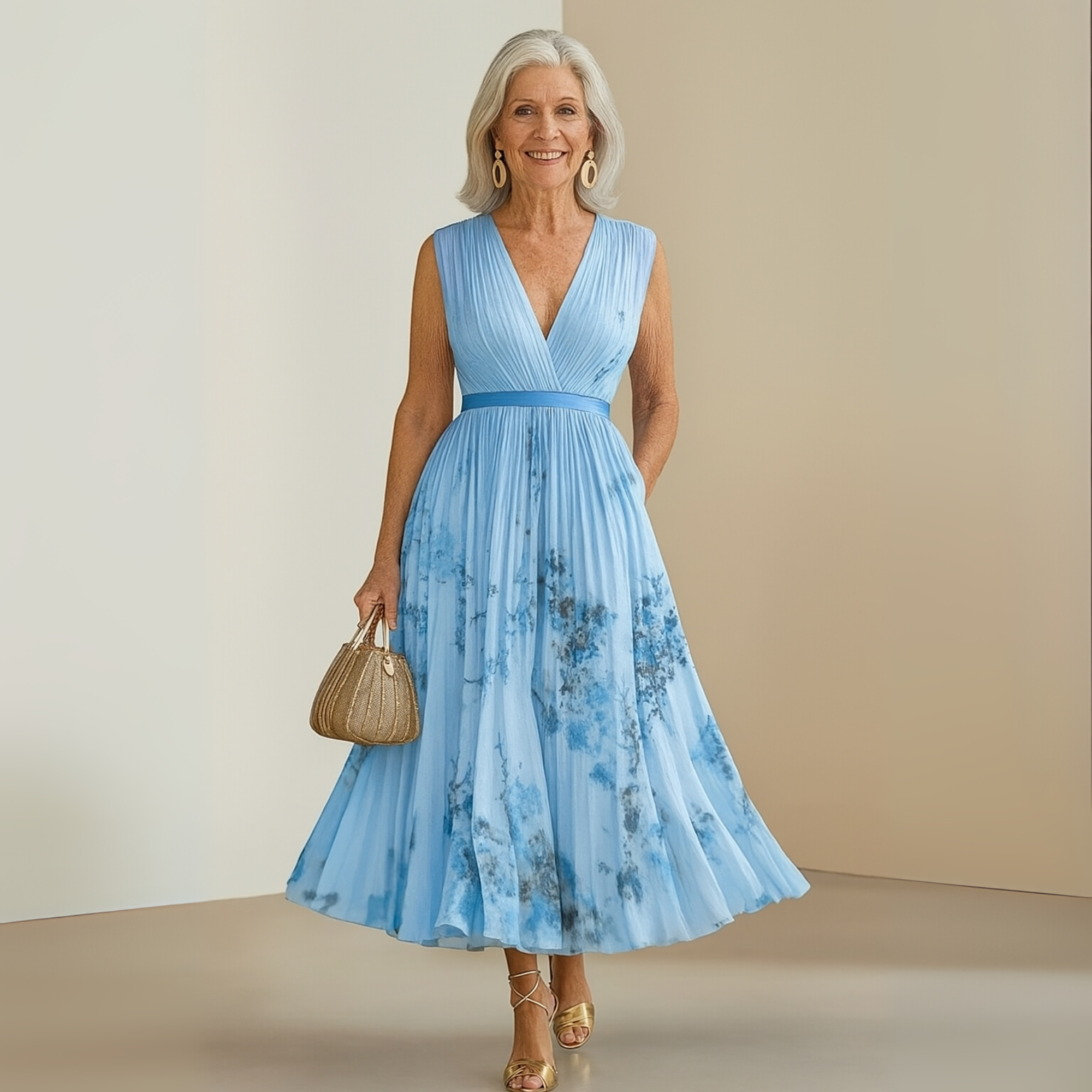Maya | Pleated Sleeveless Maxi Dress