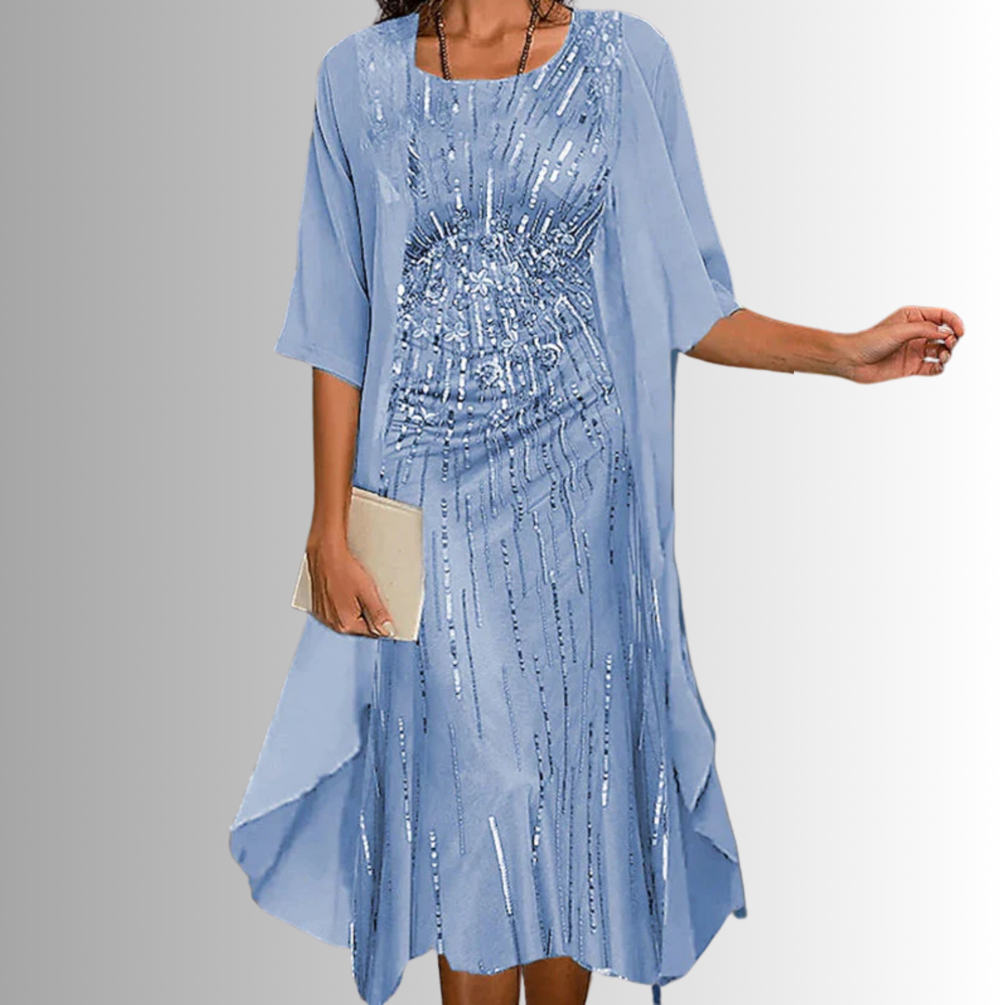 Samantha | Printed Layered Open Front Midi Dress