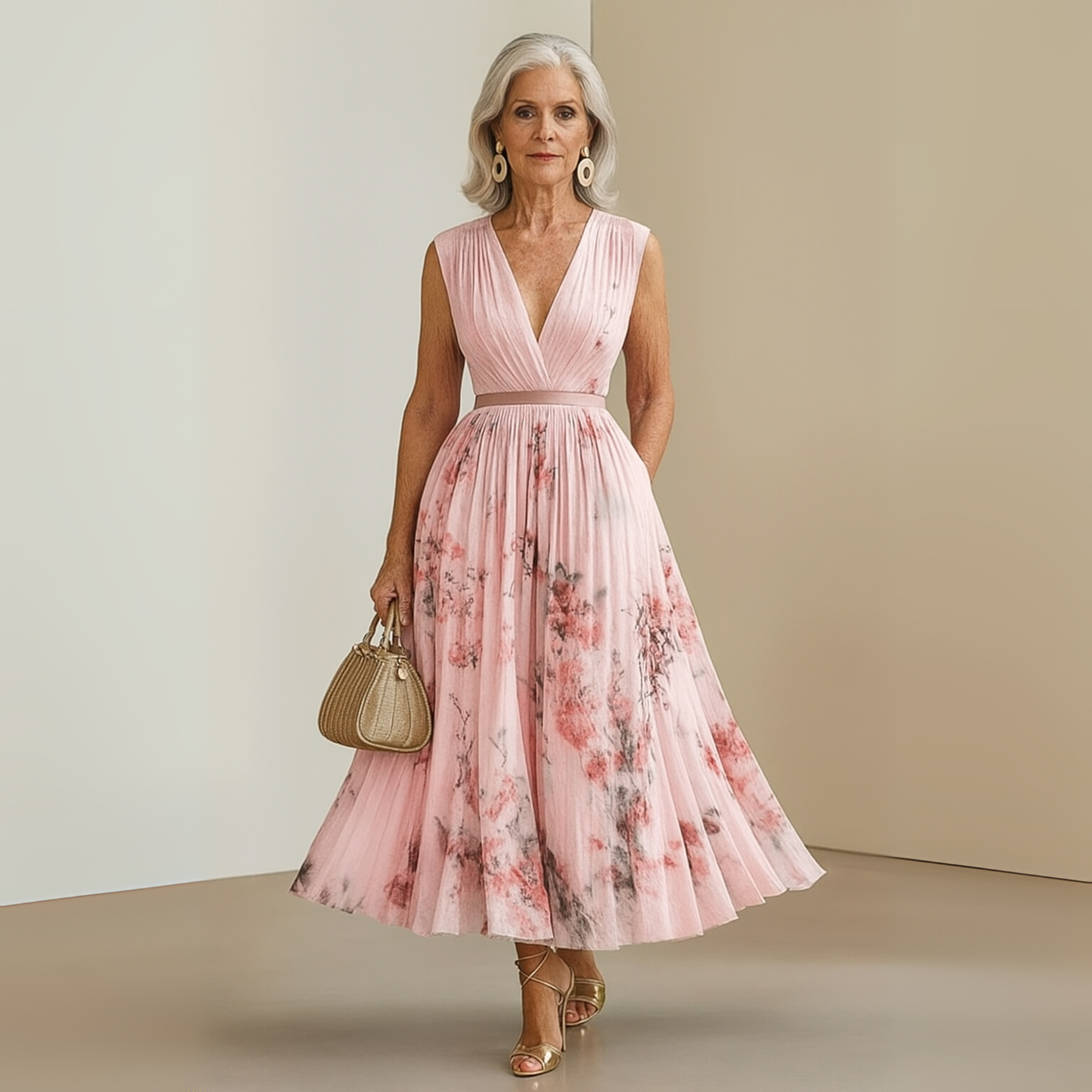 Sarah | Pleated Sleeveless Maxi Dress