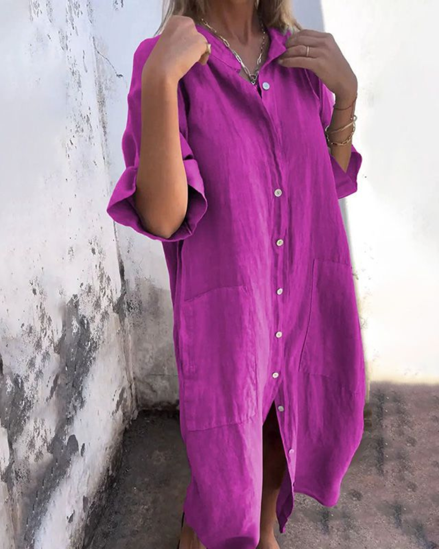Sarah | Relaxed Button-Front Shirt Dress