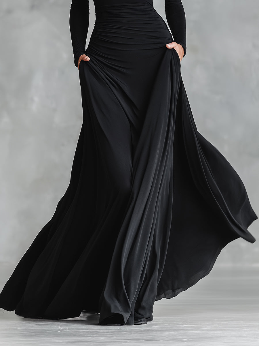 Elmont | Ruched Boat Neck Maxi Dress