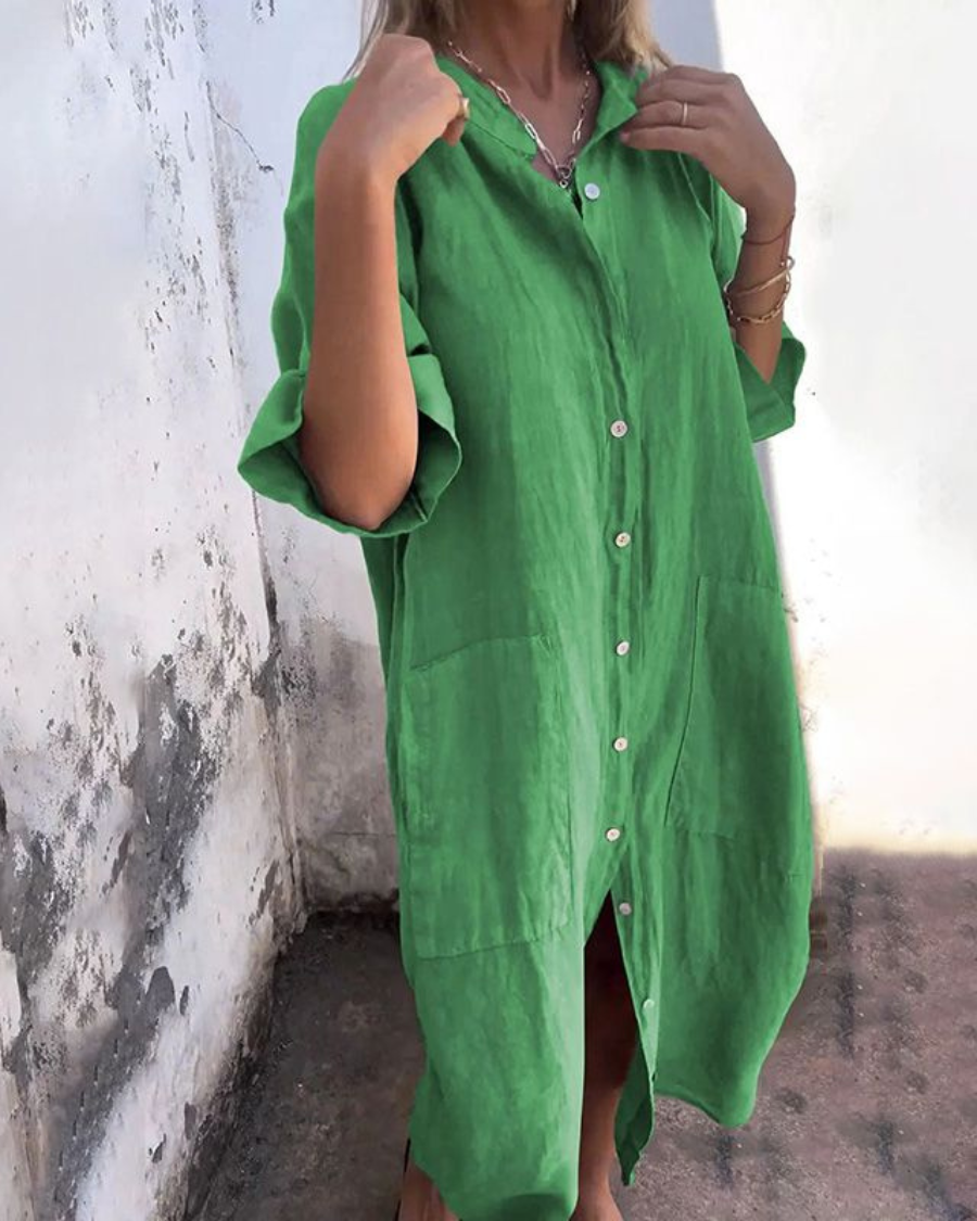 Maya | Cotton Relaxed Button-Front Dress