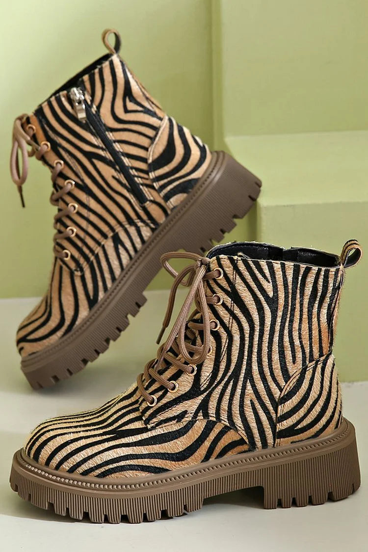 Elmont | Zebra-Print Chunky Sole Ankle Boots
