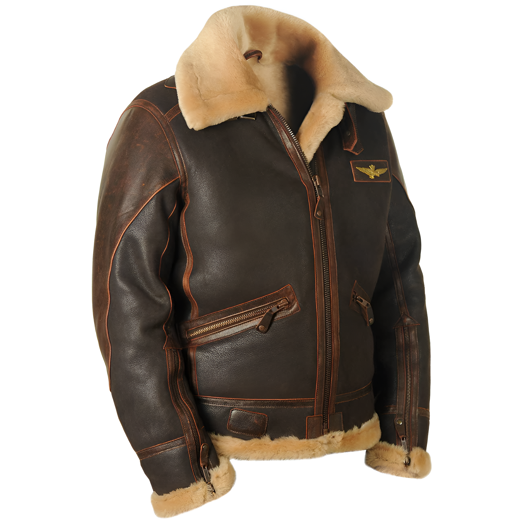 Elmont | Shearling-Lined Leather Aviator Jacket