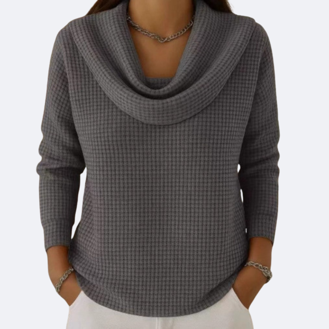 Elmont | Cowl Neck Waffle-Knit Sweater