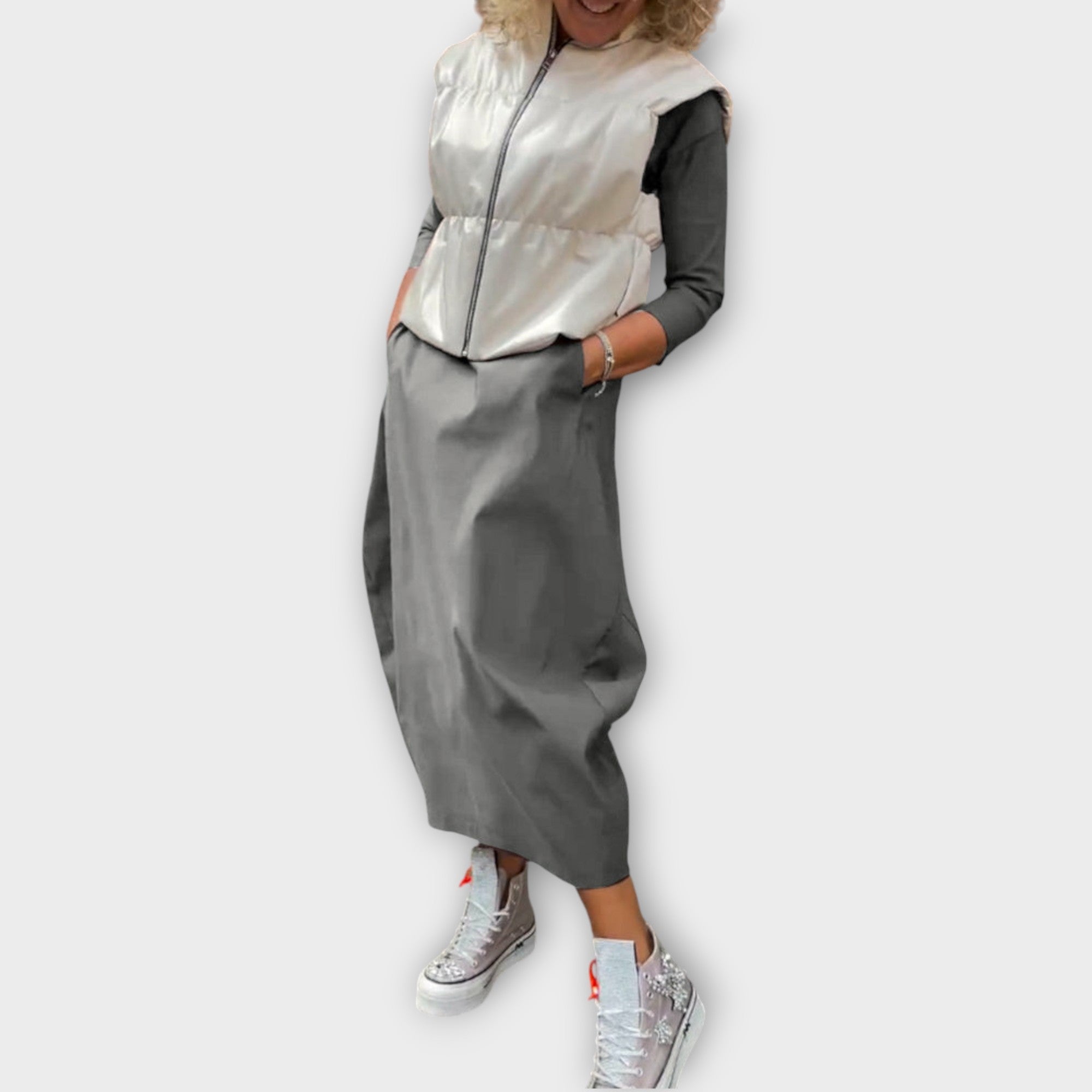 Marisol | Long-Sleeve Maxi Dress, Draped Silhouette