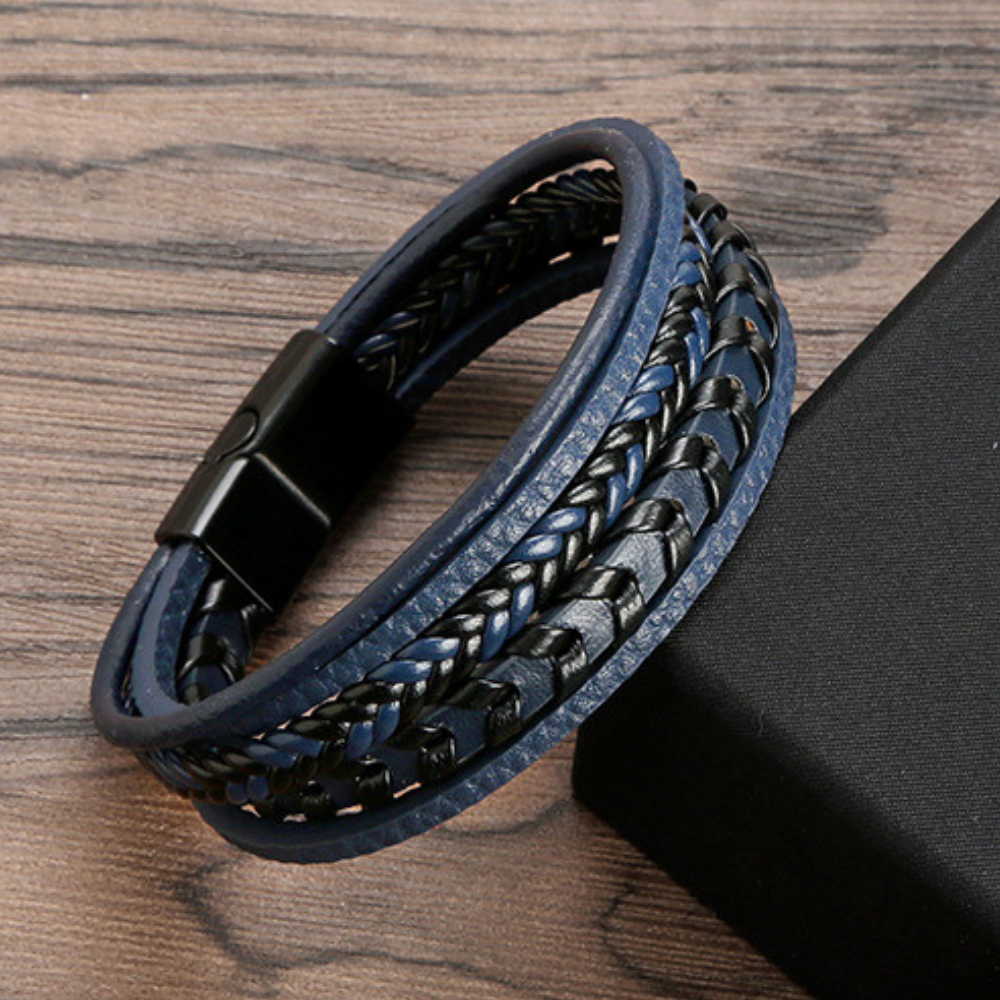 Elmont | Braided PU Leather Bracelet with Magnetic Clasp