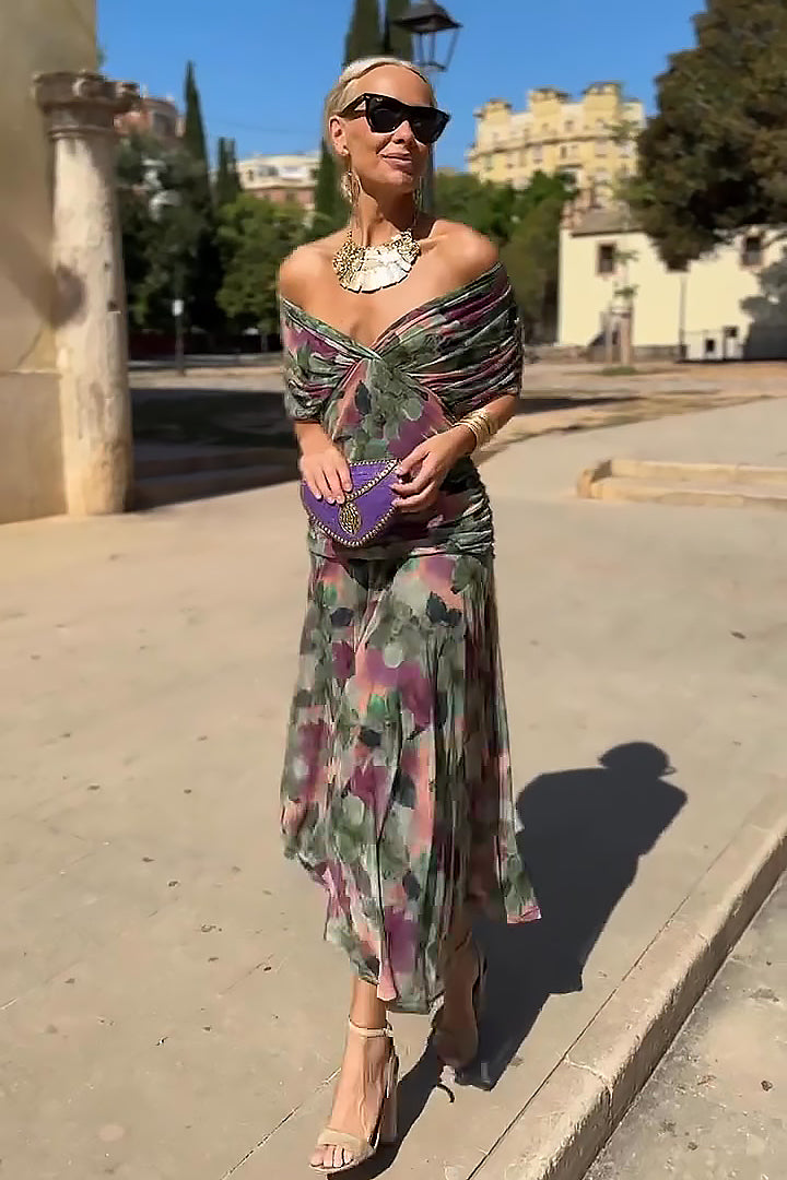 M&H | Hand-Painted Floral Print Maxi Dress