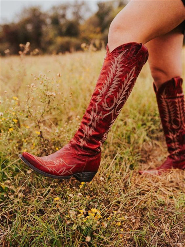 Elmont | Western Embroidered Knee-High Cowboy Boots