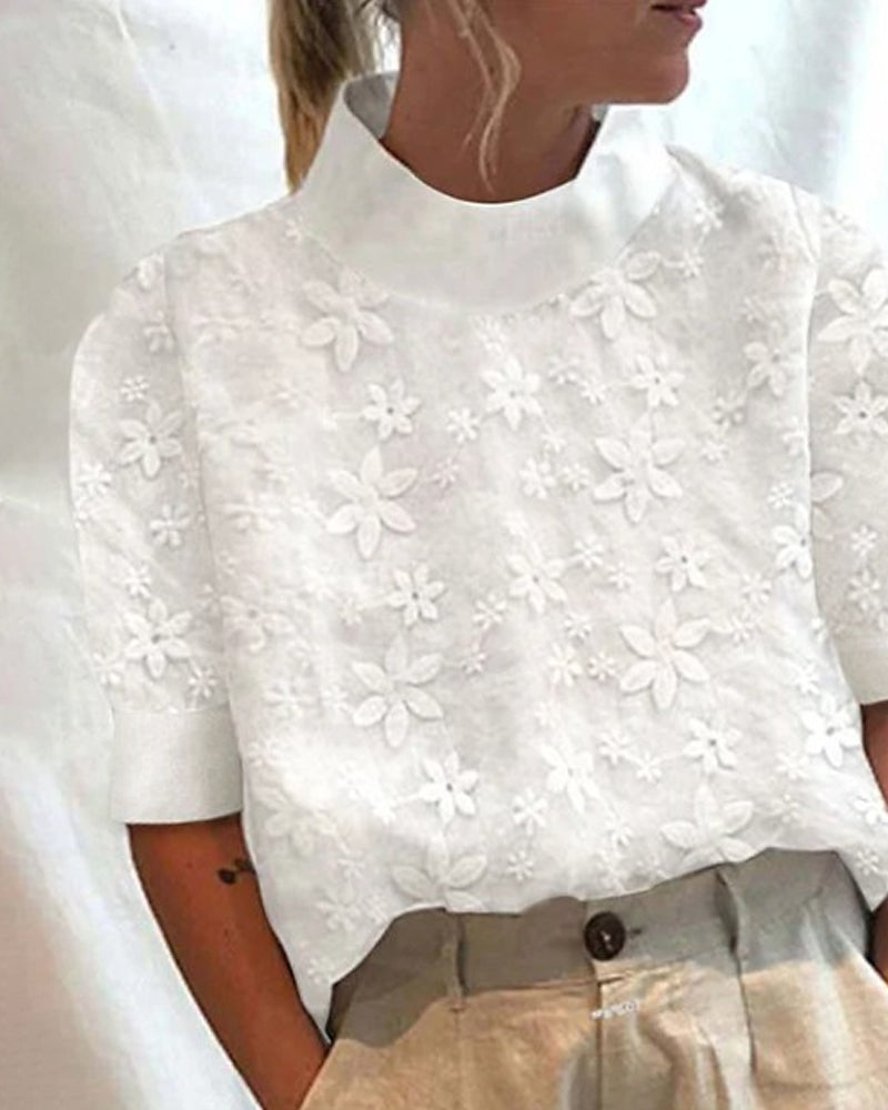Elmont | Embroidered High-Collar Blouse