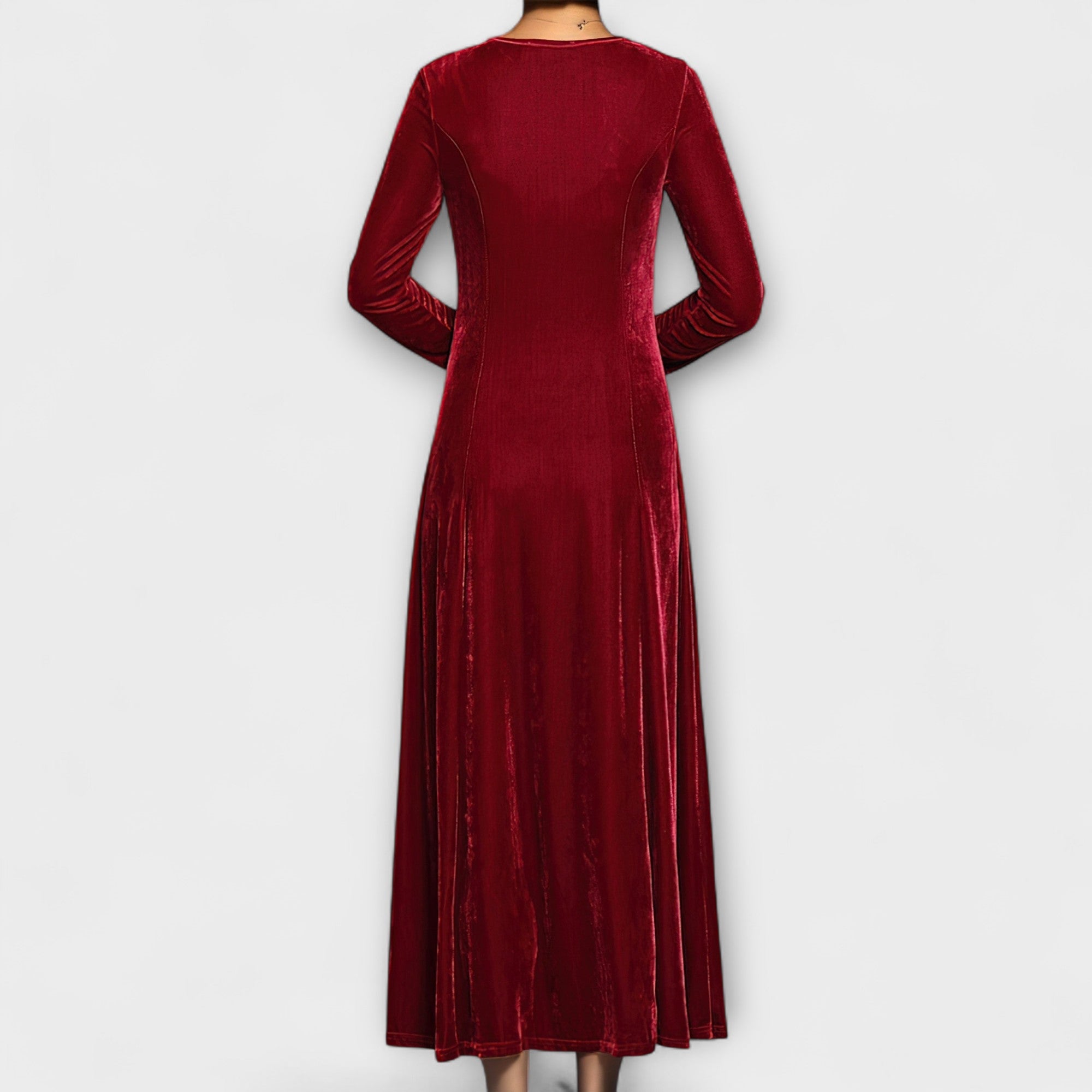Elmont | Long-Sleeve Velvet A-Line Dress