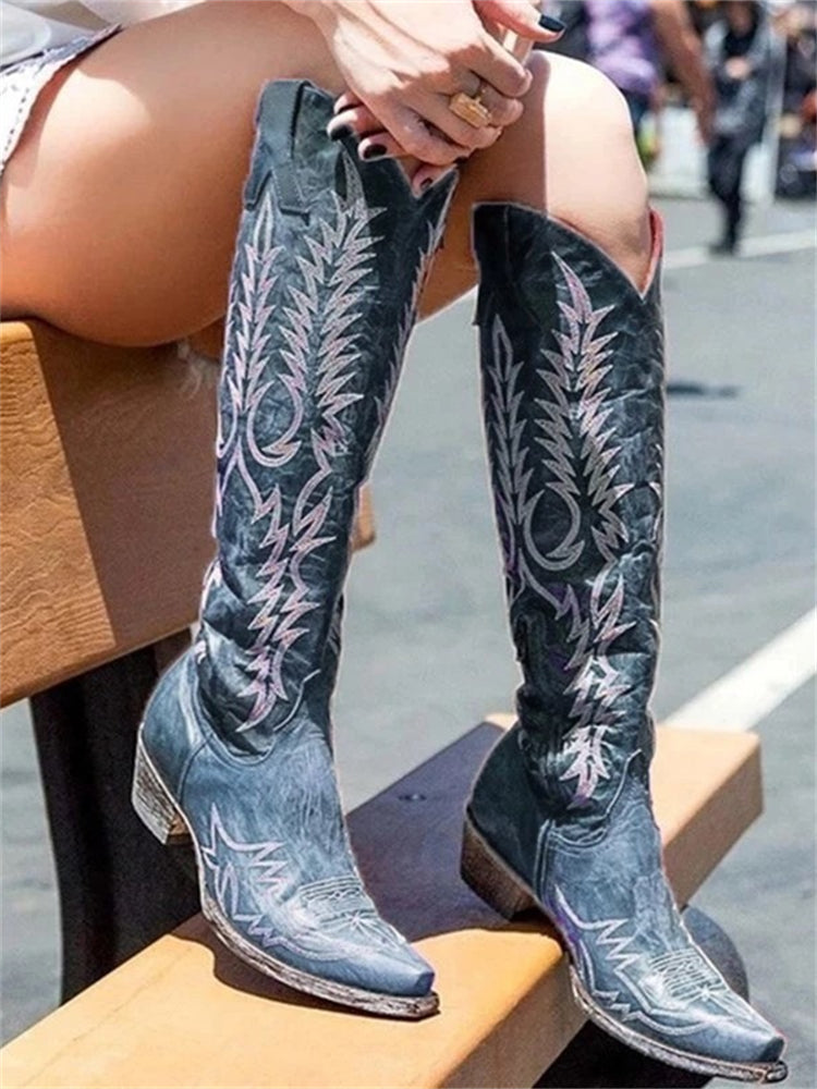 Elmont | Western Embroidered Knee-High Cowboy Boots