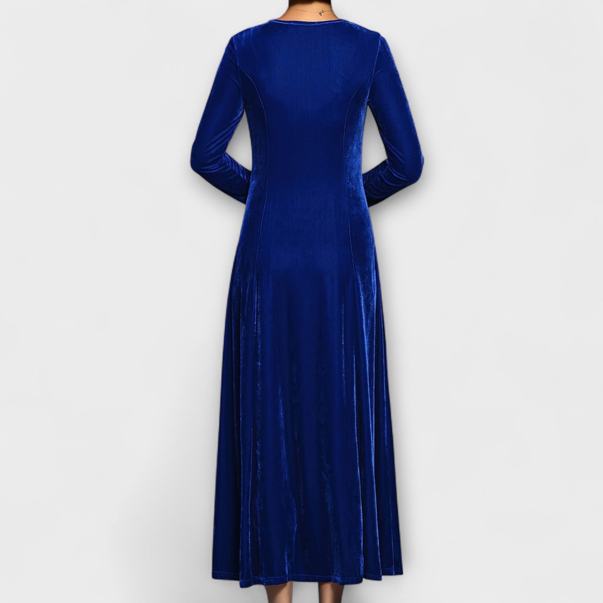 Elmont | Long-Sleeve Velvet A-Line Dress