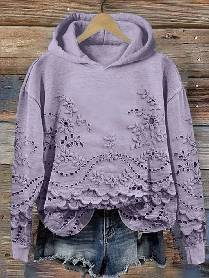 Sarah | Pullover Hoodie with Floral Embroidery