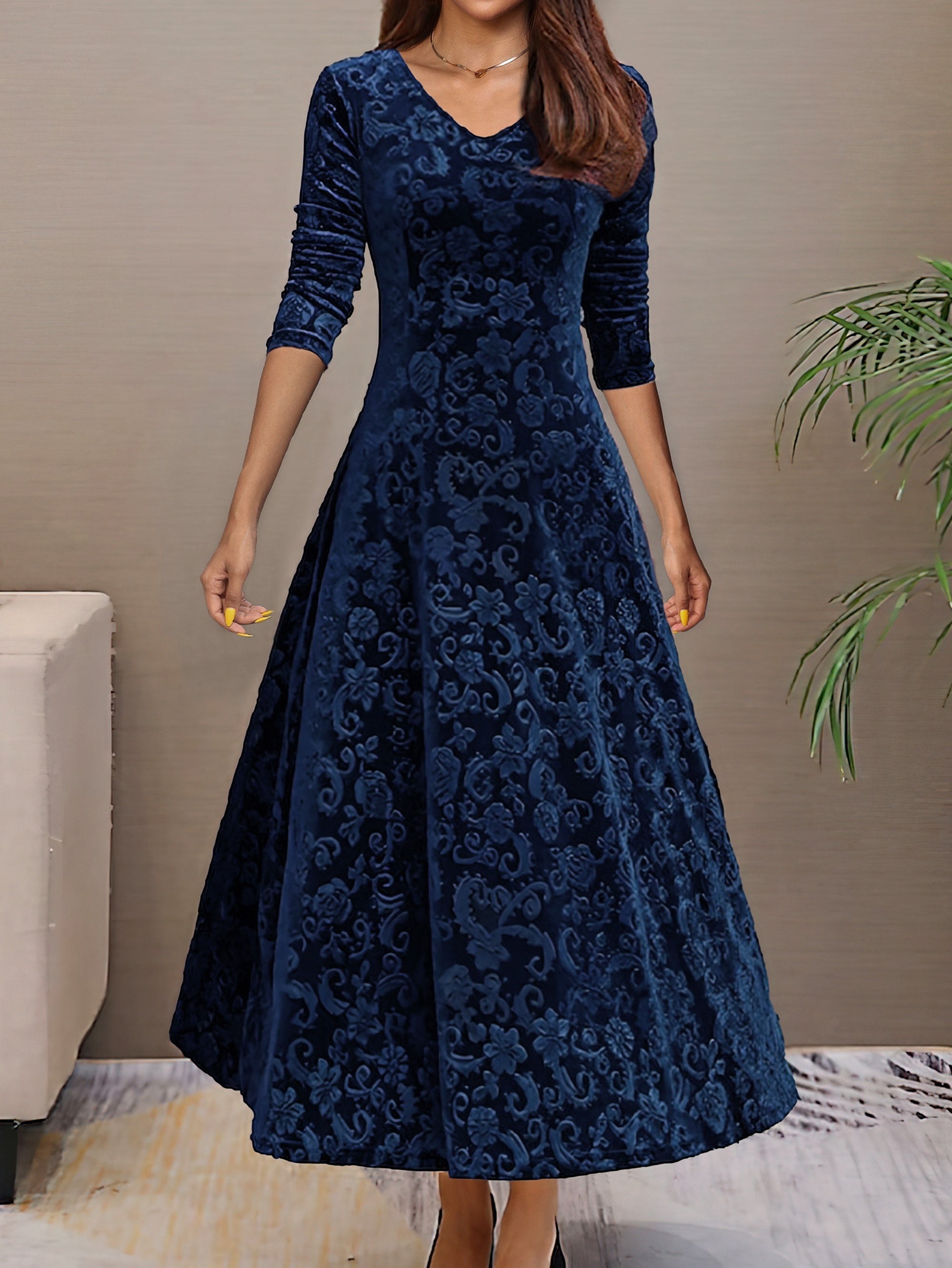 Elmont | Velvet Fit-and-Flare Dress