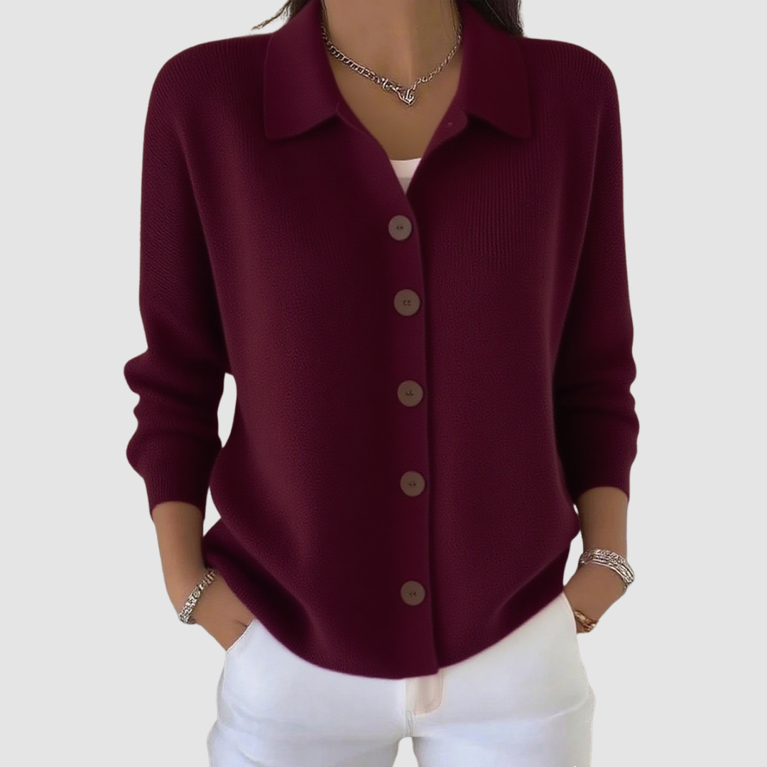 Elmont | Button-Front Collared Knit Cardigan
