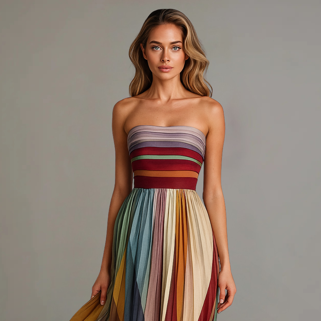 Samantha | Pleated Maxi Strapless Dress