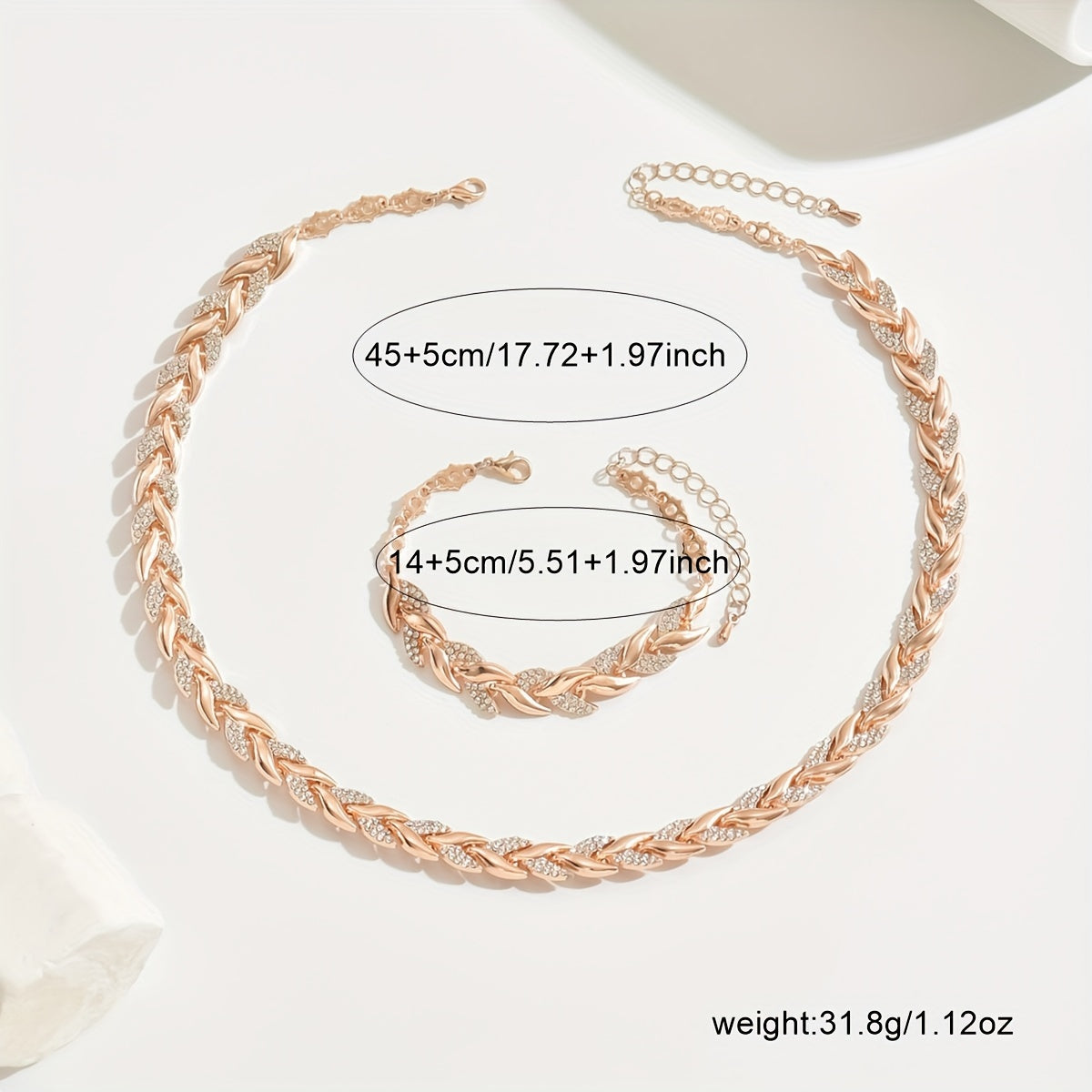 Elmont | Fishbone Crystal Jewellery Set