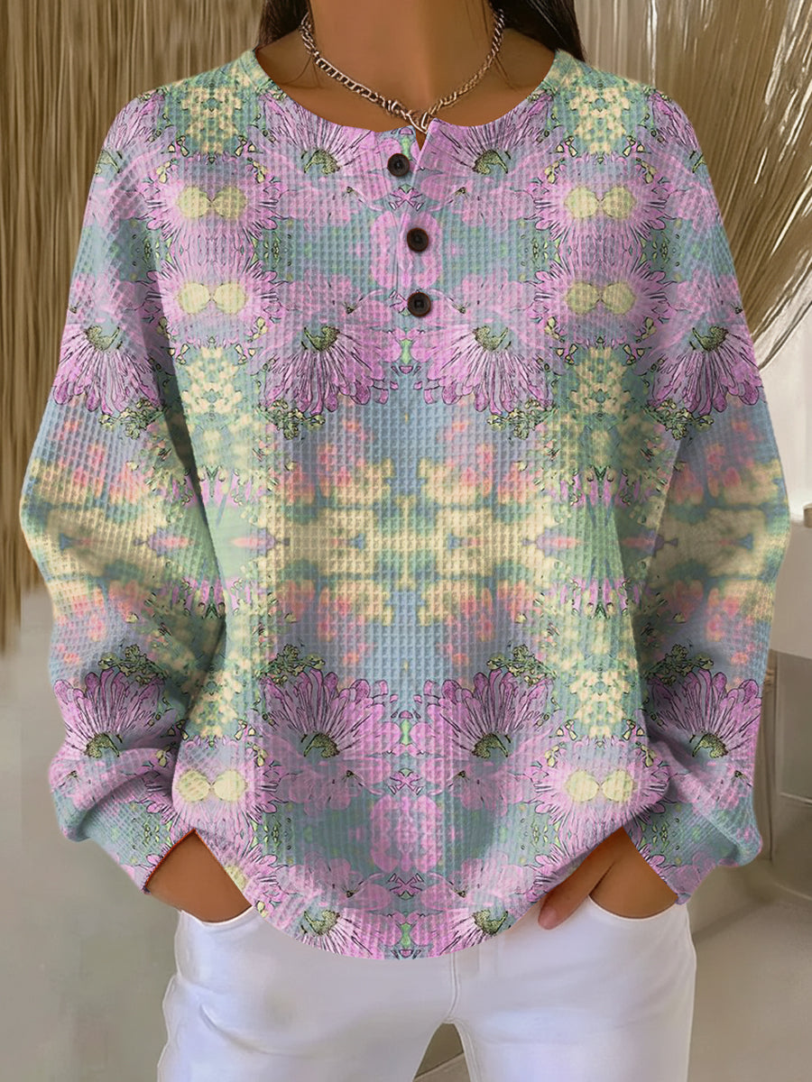 Elmont | Waffle-Knit Floral Sweater