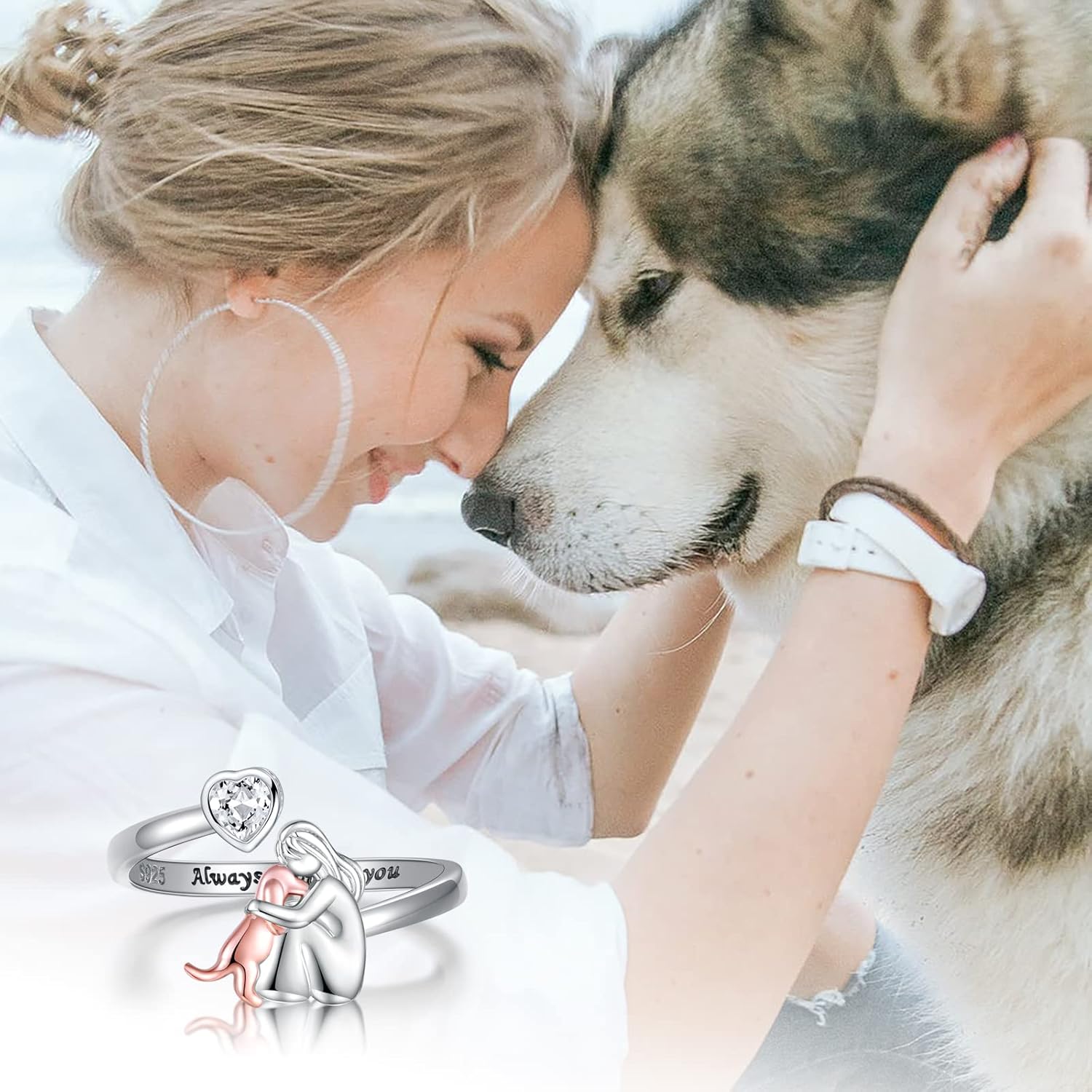 Elmont | Cat and Dog Heart Sterling Silver Ring