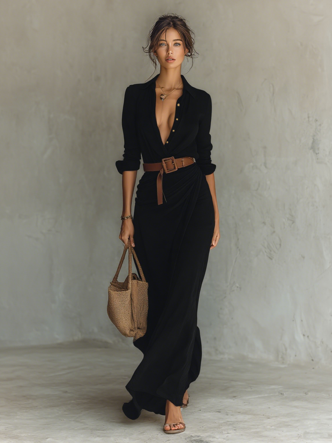 Elmont | Notched-Collar Maxi Dress